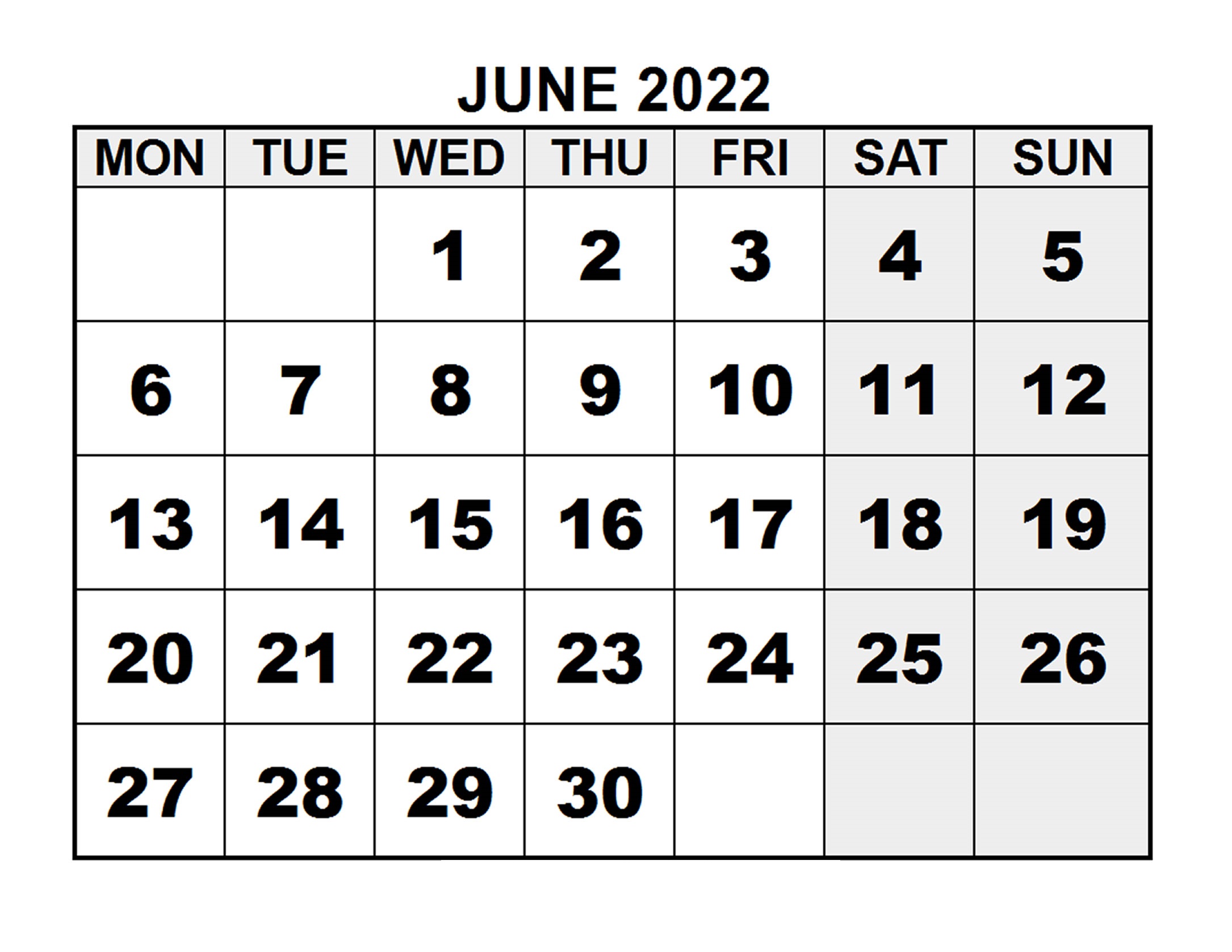 Cute June 2022 Printable Calendar