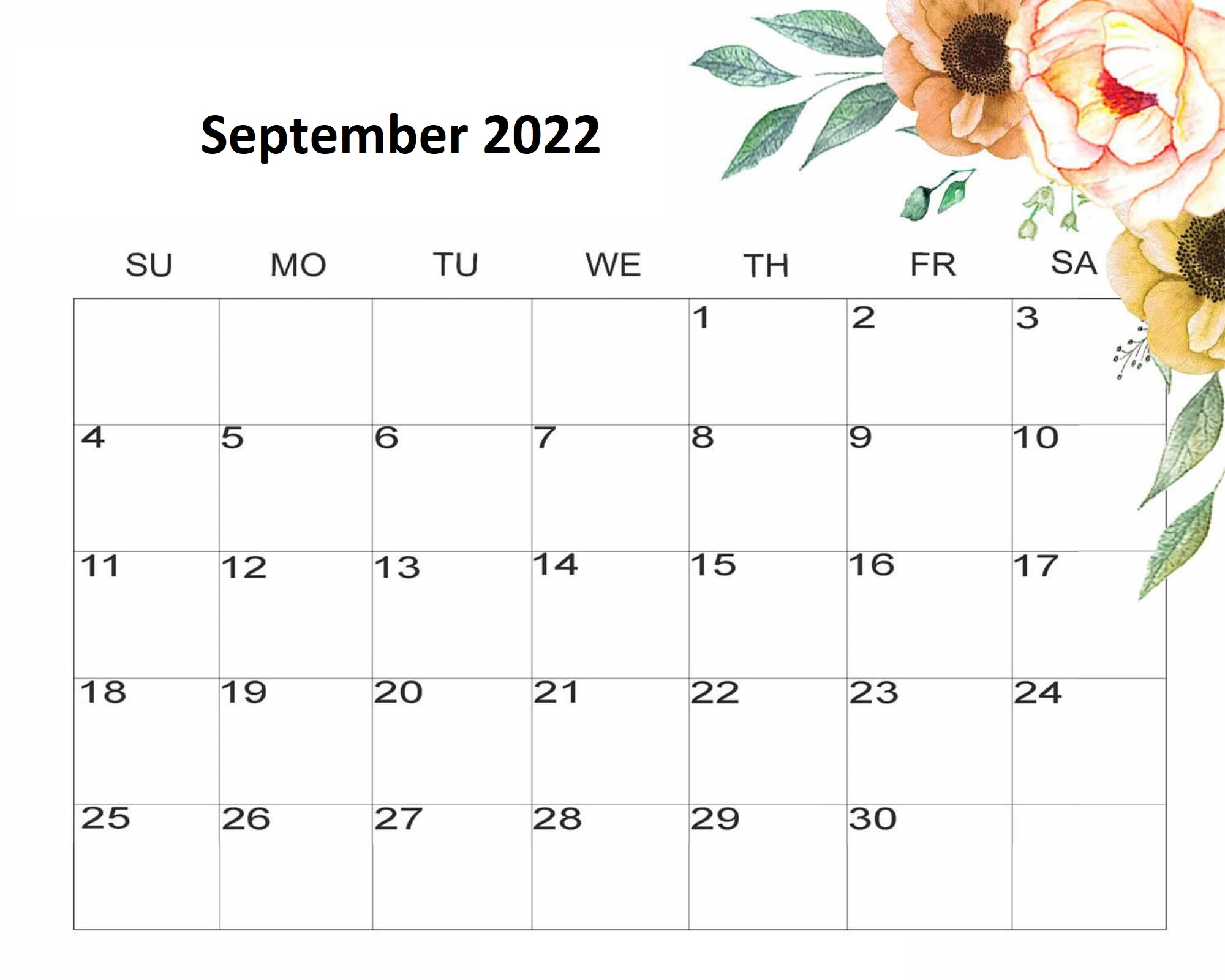 Cute September 2022 Calendar New