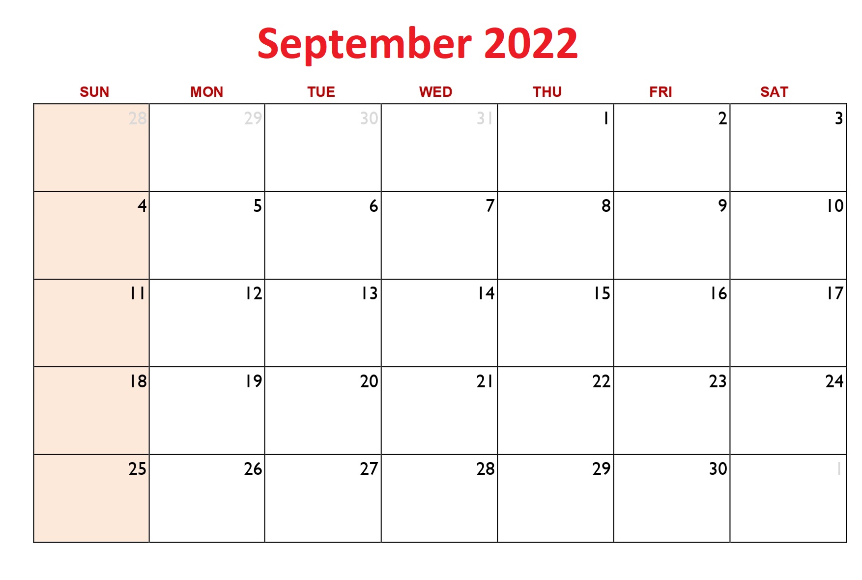 Cute September 2022 Calendar PDF