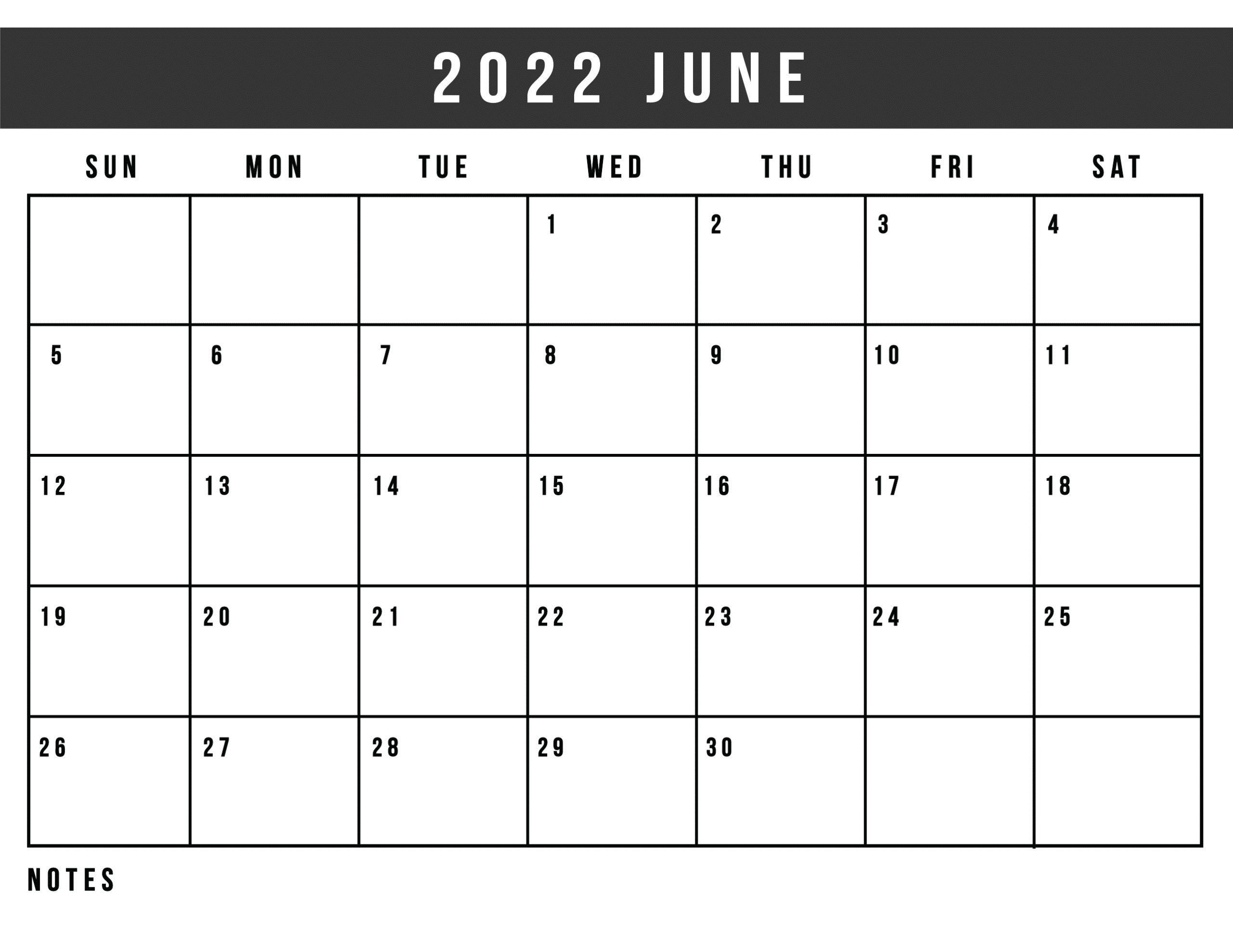 June 2022 Calendar With Holidays Template