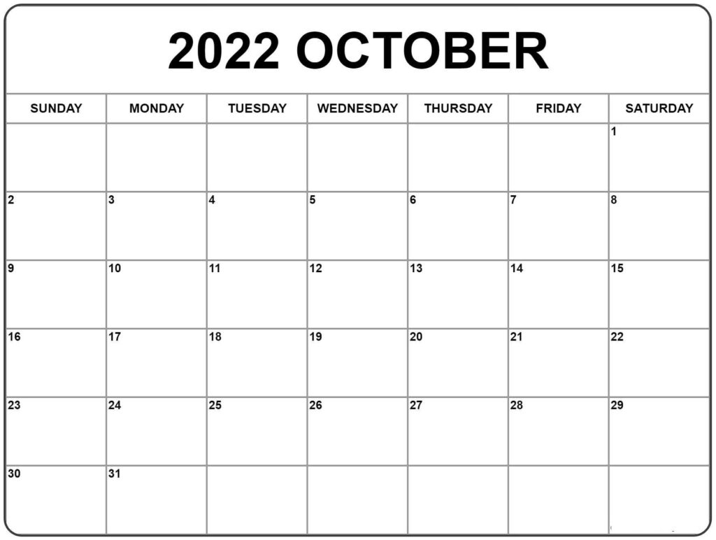 October 2022 Calendar With Holidays Notes