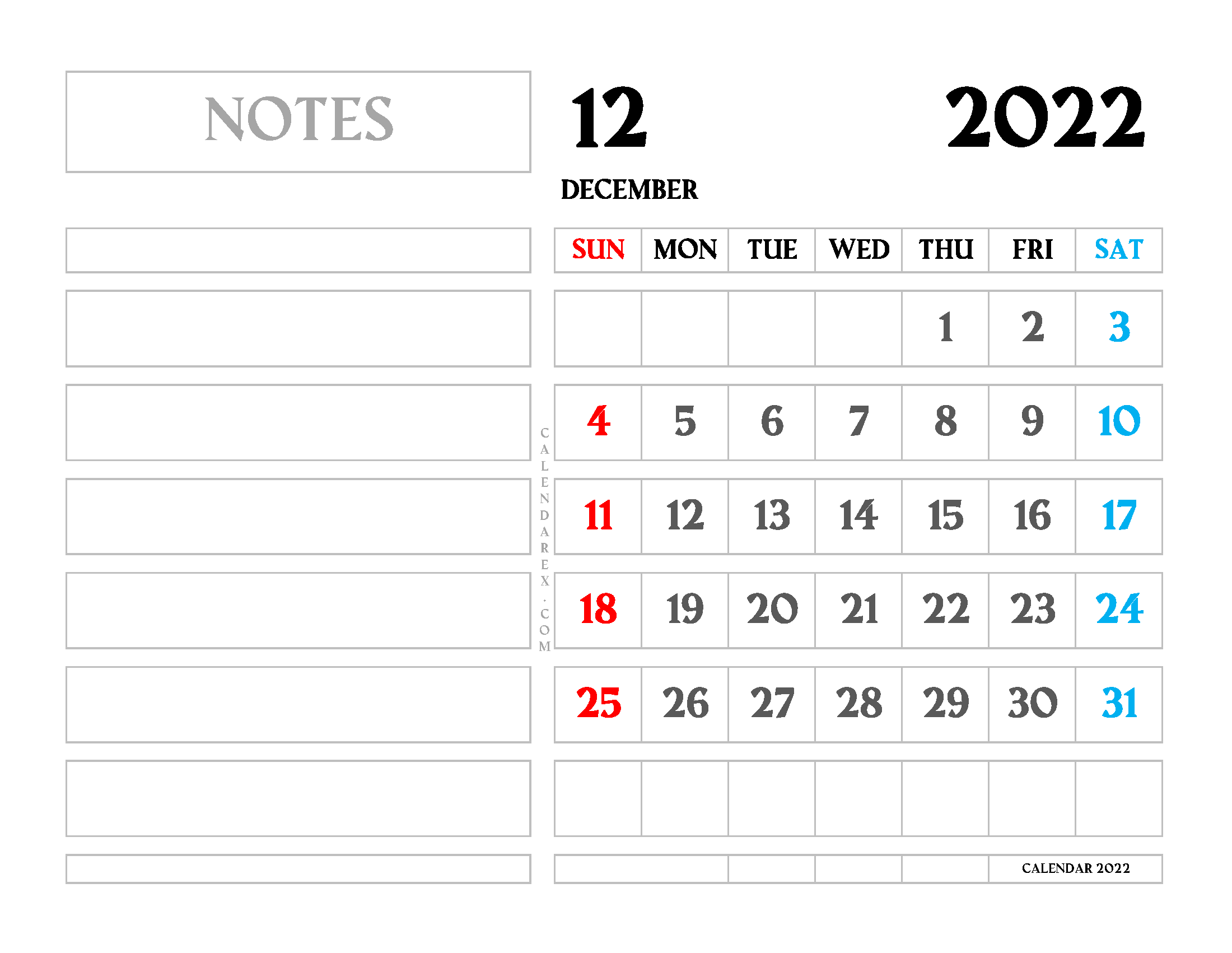 Cute 2022 December Calendar