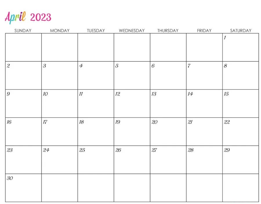 Cute April 2023 Calendar