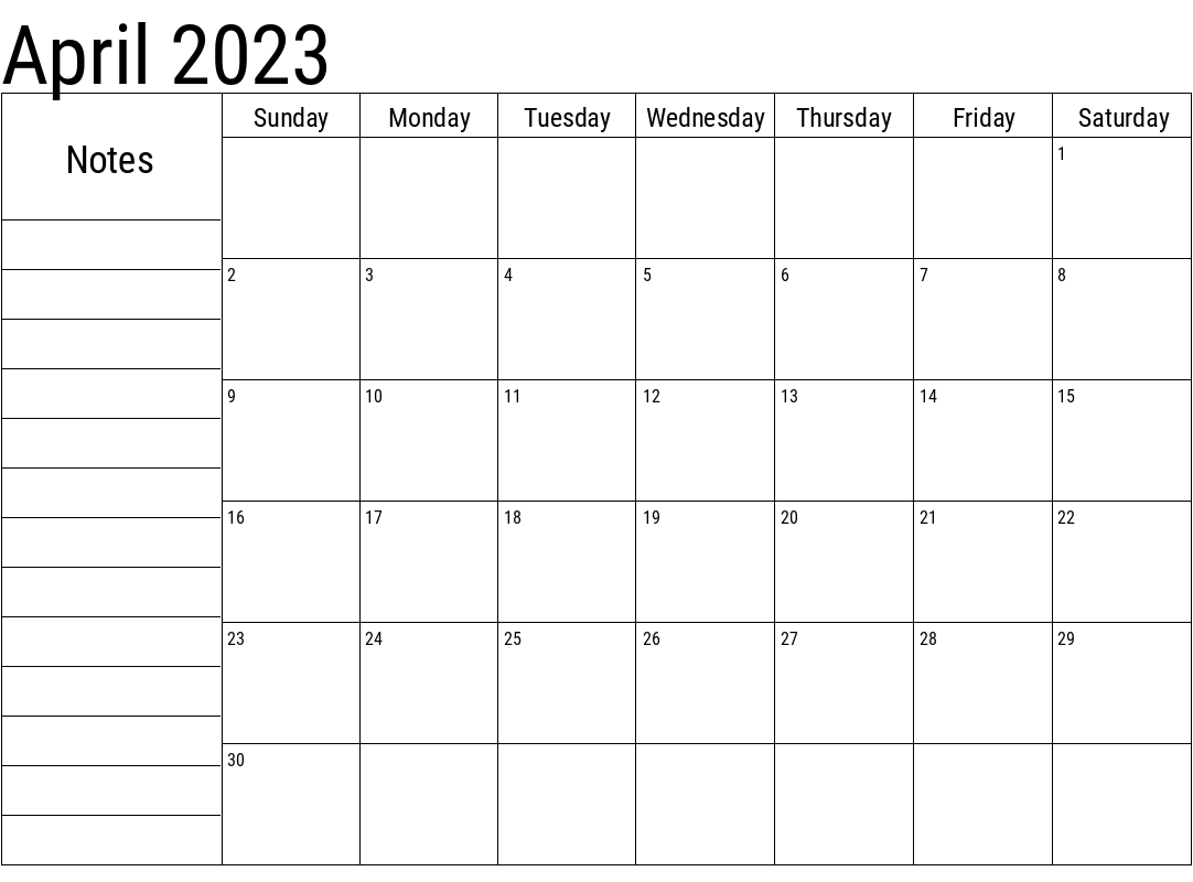 Cute April 2023 Calendar PDF