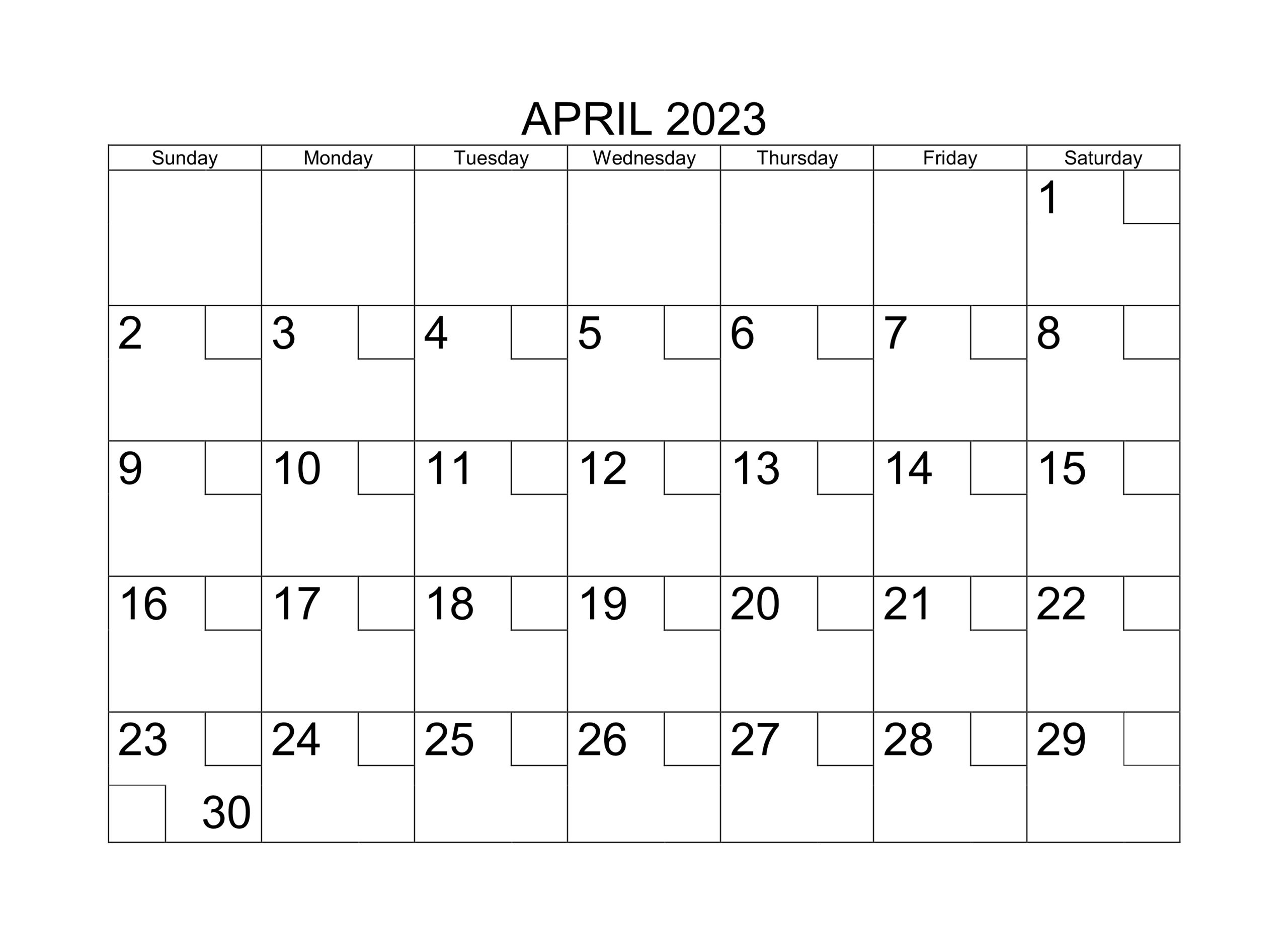 Cute April 2023 Printable Calendar