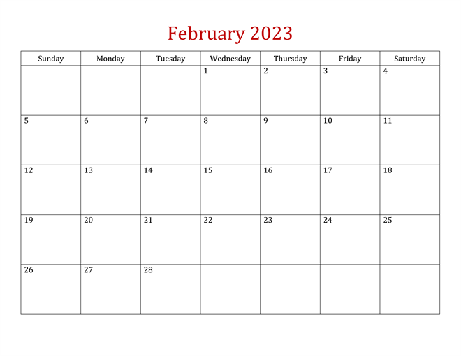 Cute February 2023 Calendar Template