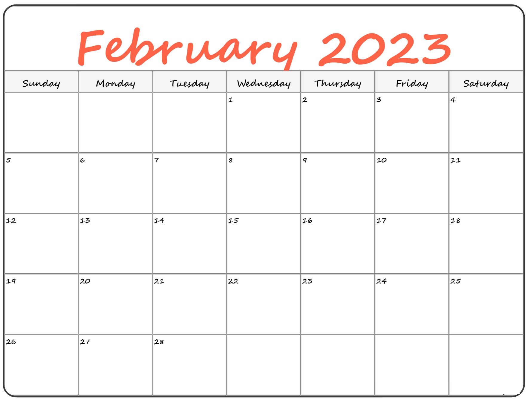 Cute February 2023 Calendar