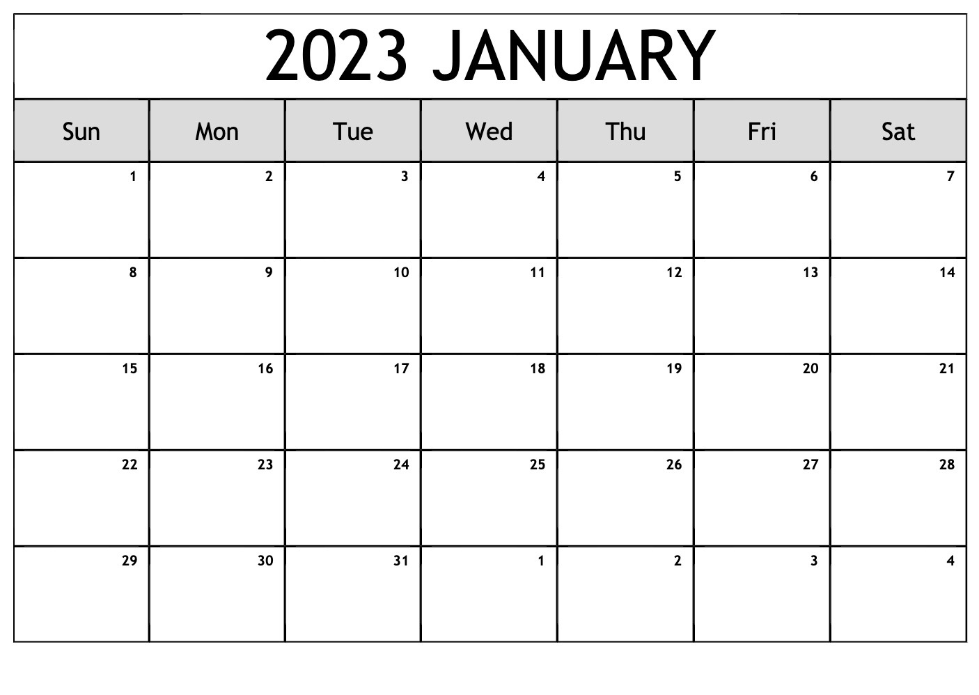 January 2023 Calendar With Holidays Template