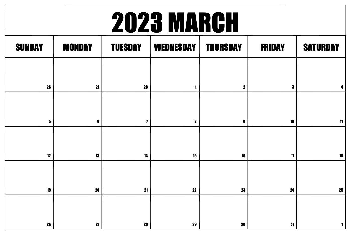 March 2023 Calendar With Holidays PDF