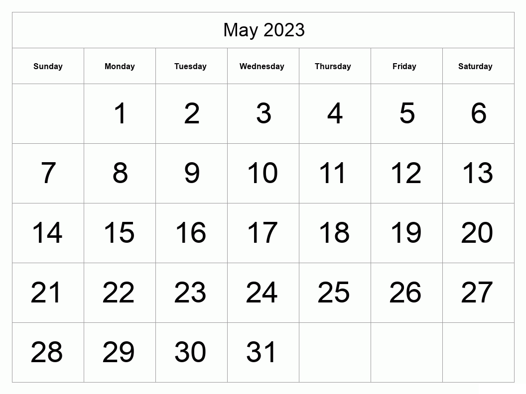 Blank May 2023 Calendar PDF