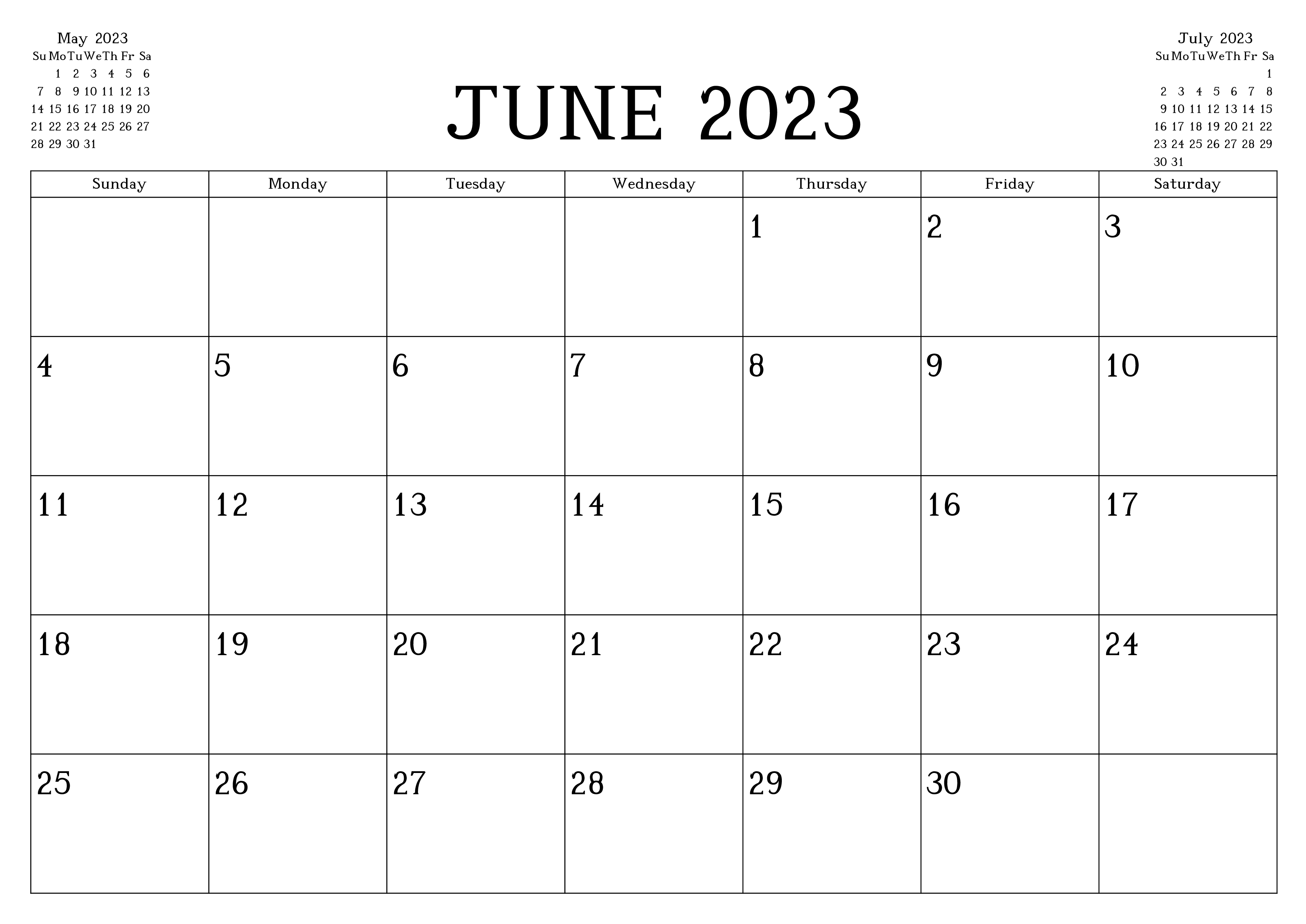 Cute June 2023 Calendar
