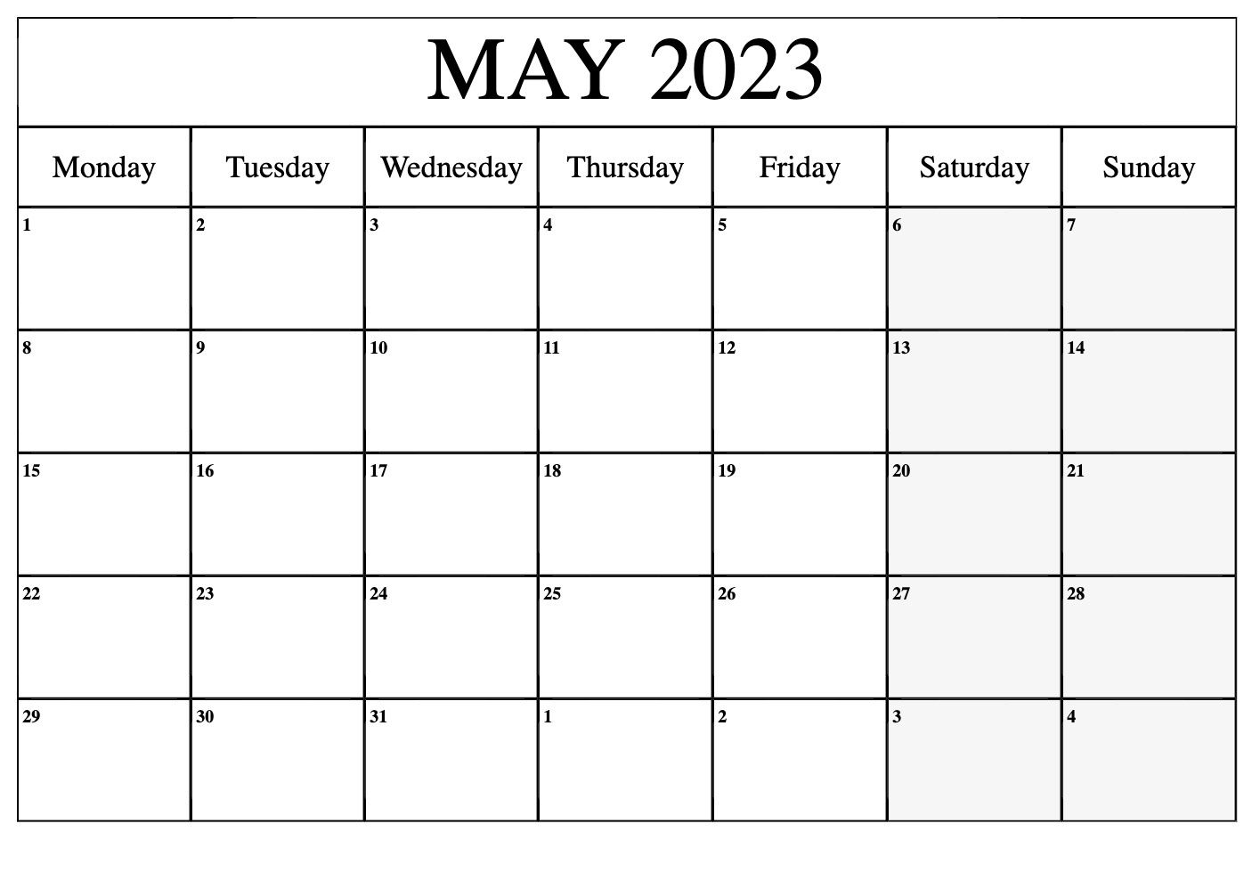 Cute May 2023 Calendar PDF