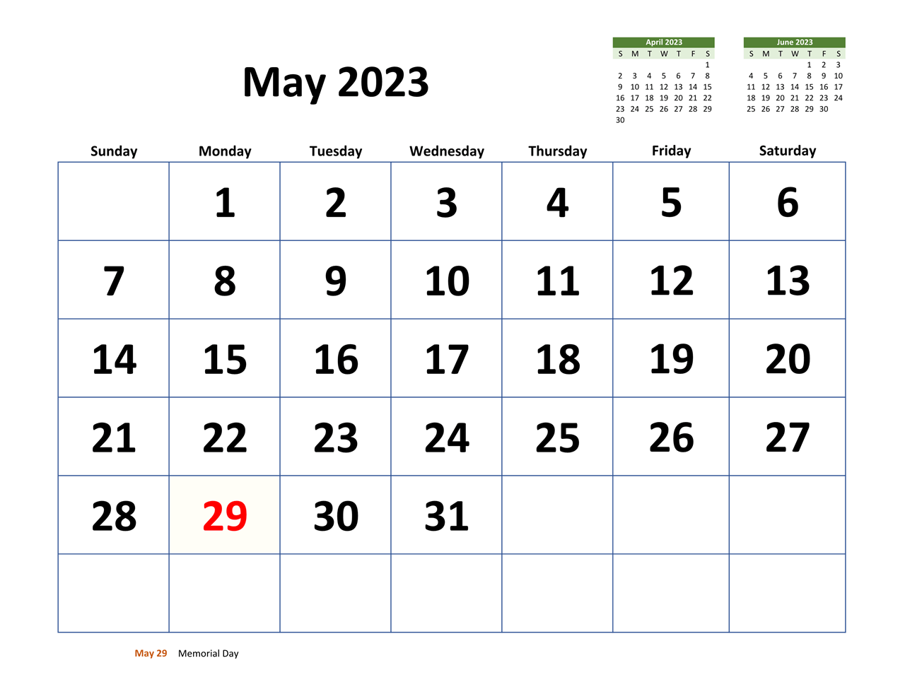May 2023 Calendar With Holidays New