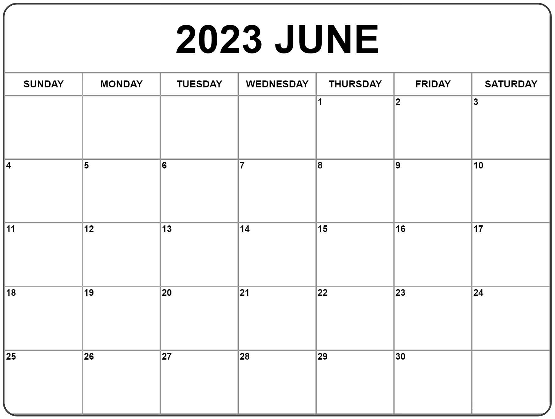 Printable June 2023 Calendar Excel PDF