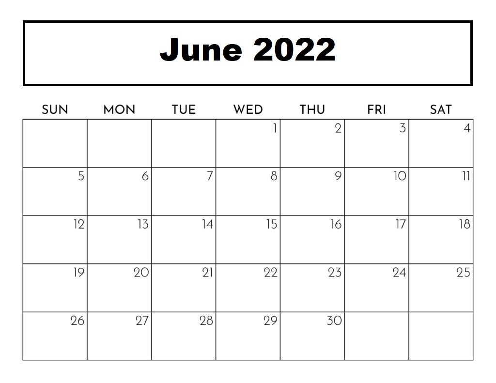 Printable June Calendar 2022