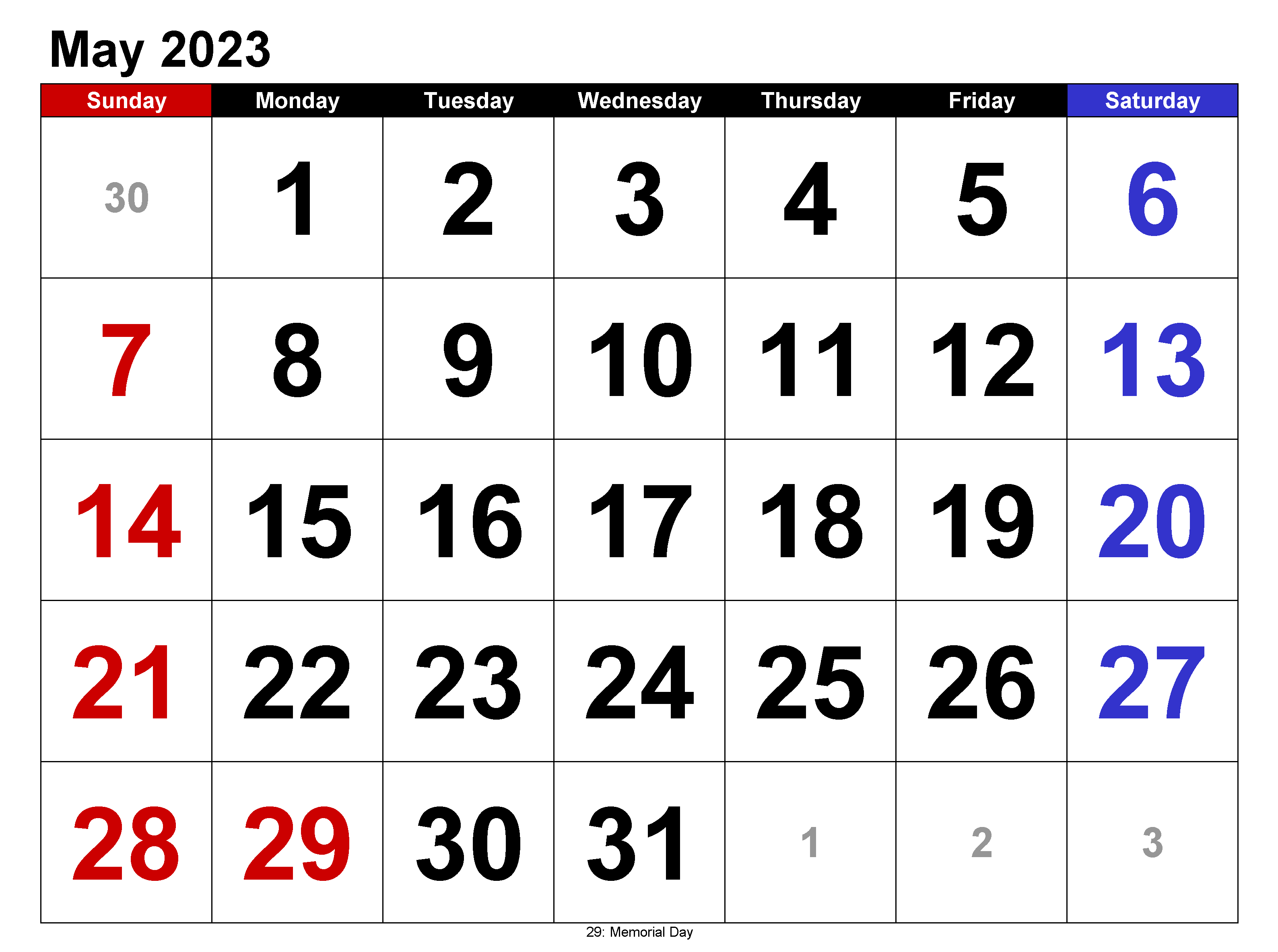 Printable May 2023 Calendar New