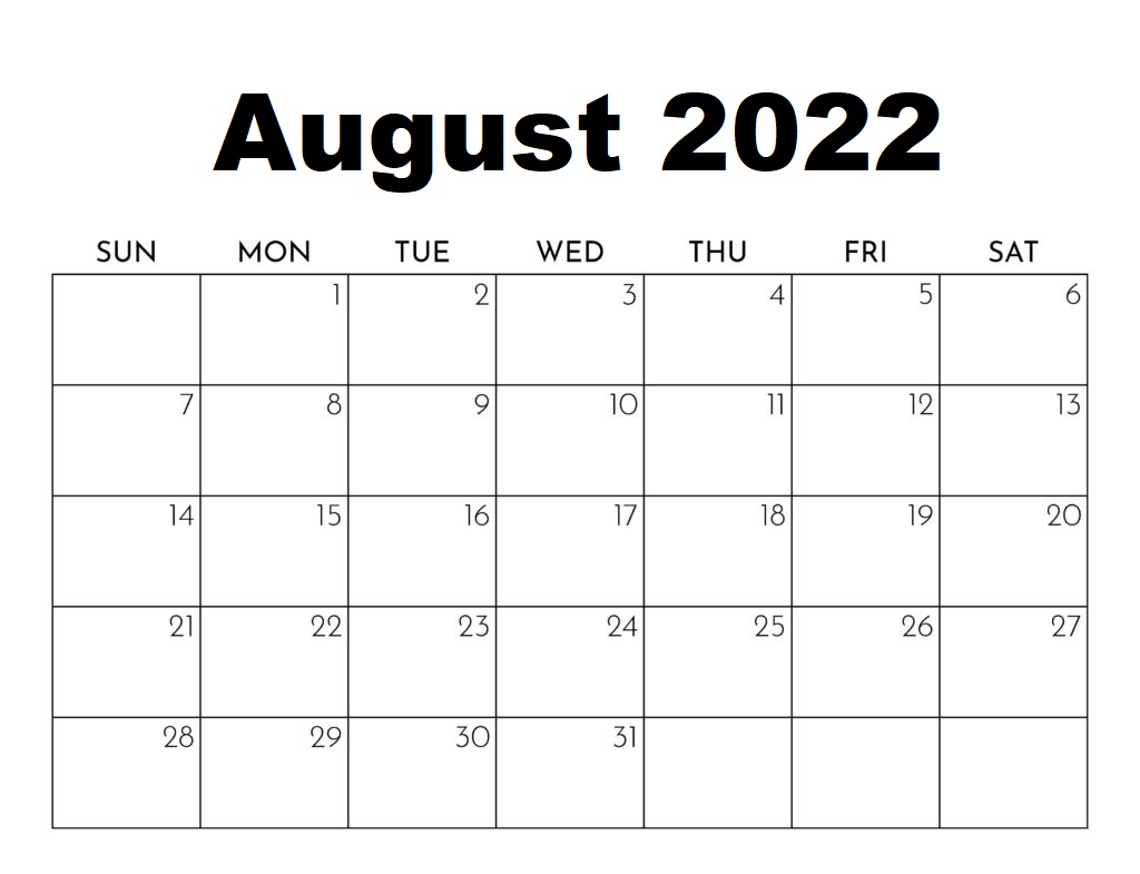 August Calendar 2022 PDF