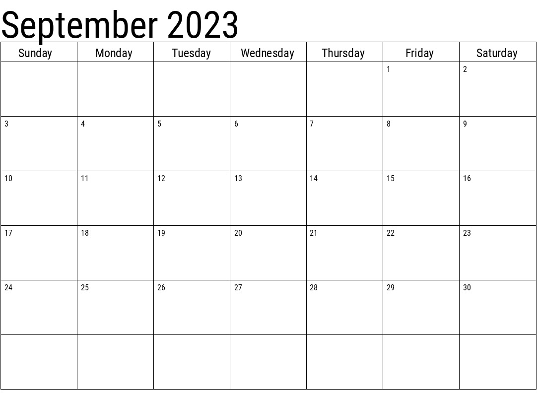 Blank September 2023 Printable Calendar