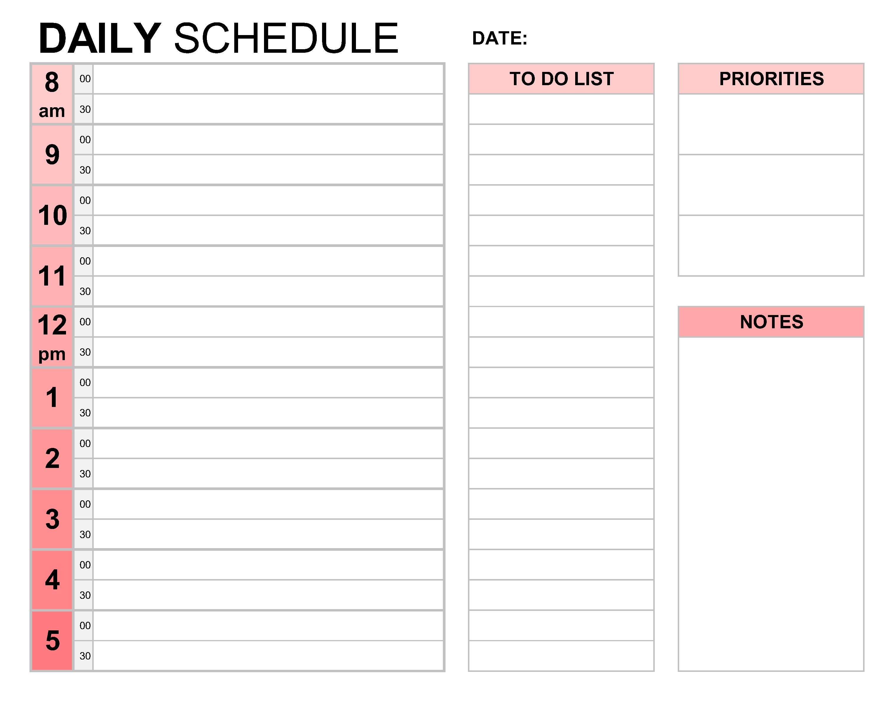 Hourly Planner Excel