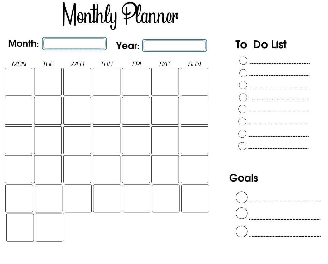 Monthly Planner With Notes