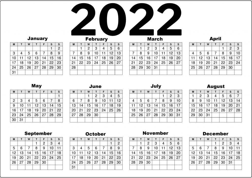 Next Year Calendar 2022