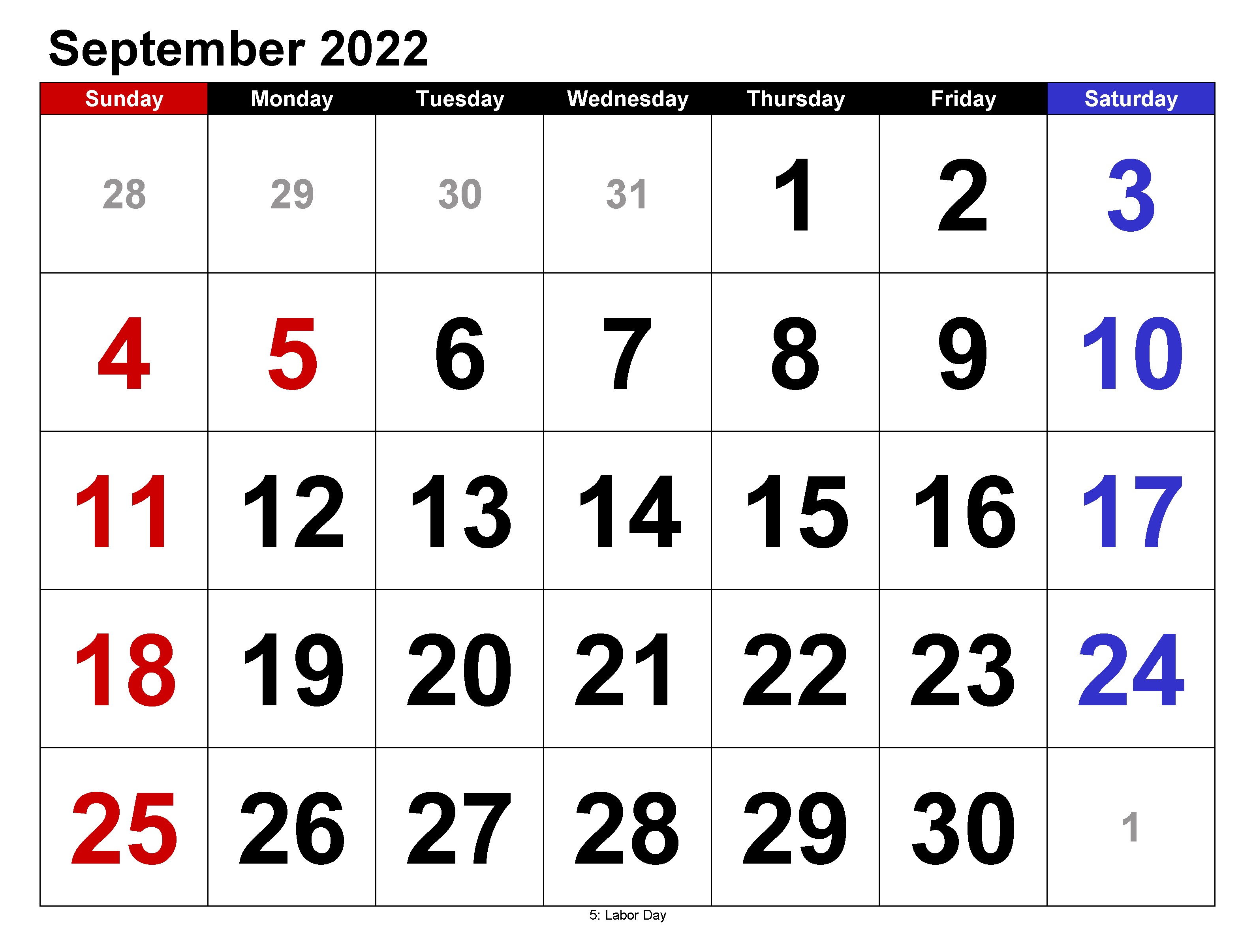 September Calendar 2022 Cute