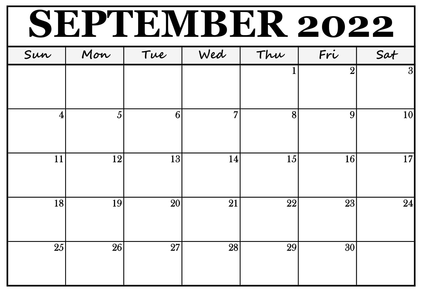 September Calendar 2022 PDF