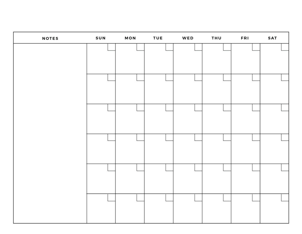 Weekly Blank Calendar Template