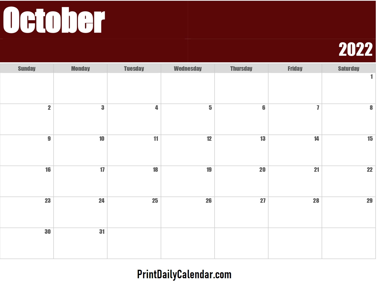 Cute October 2022 Calendar