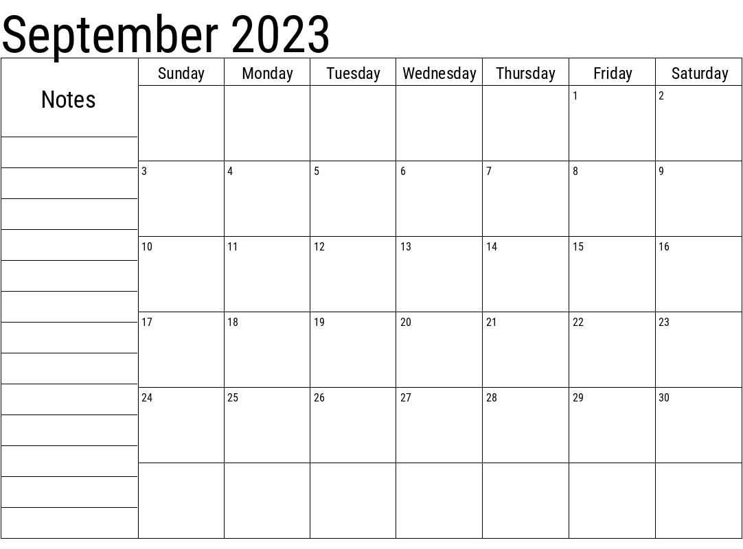 Printable September 2023 Calendar Cute