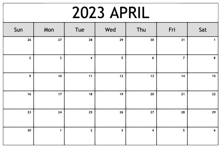 April 2023 Calendar - Celebrate Easter Day