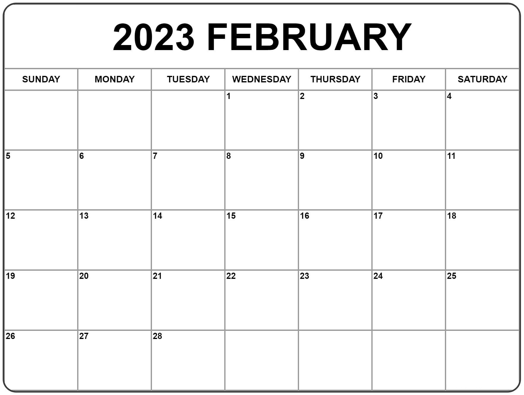 Blank February 2023 Calendar - Organize Your Appointments