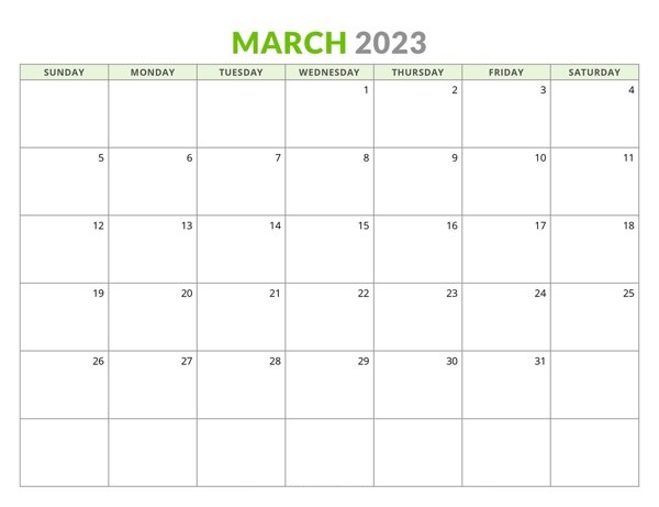 Cute March 2023 Calendar
