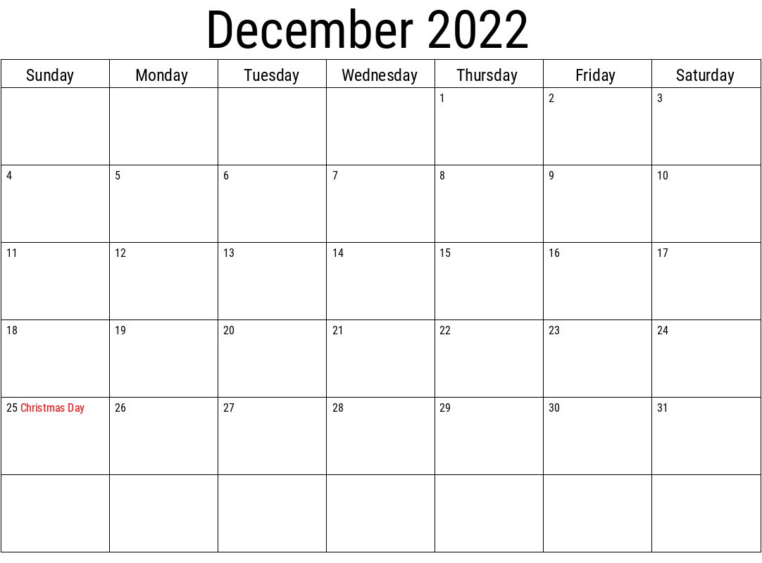 Latest December 2022 Calendar With Holidays