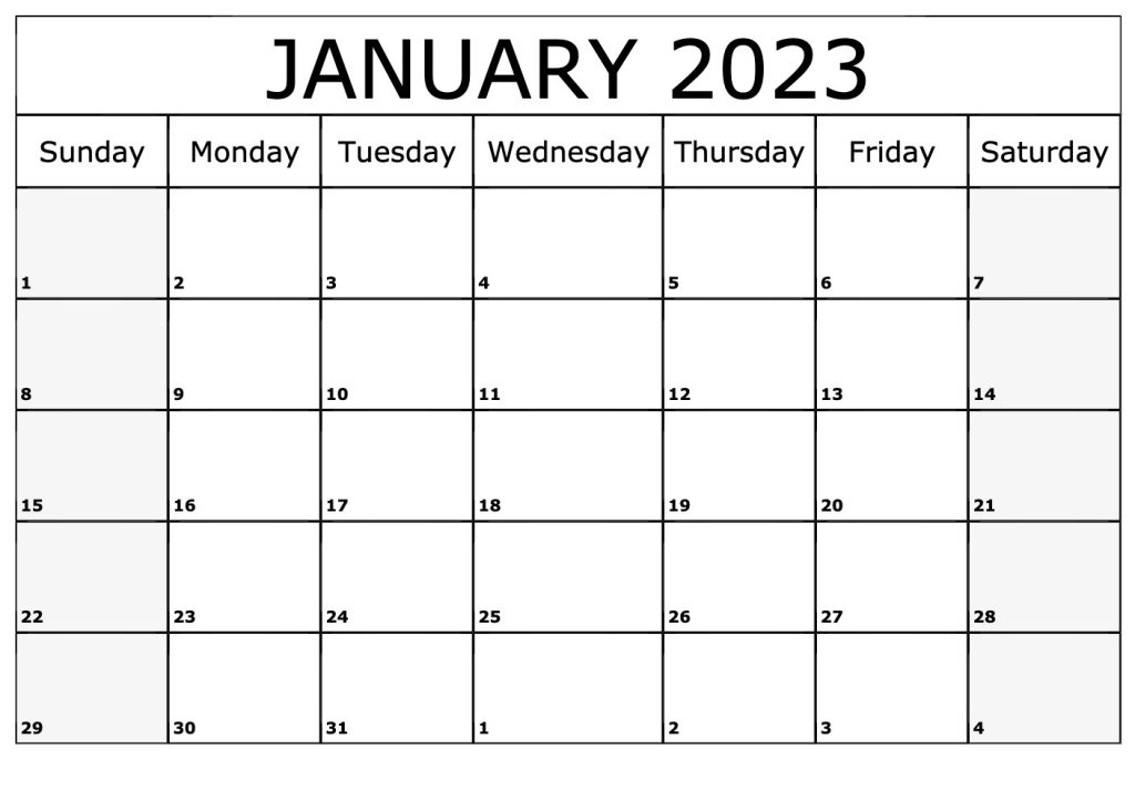January 2023 Calendar - Celebrate New Year's Day
