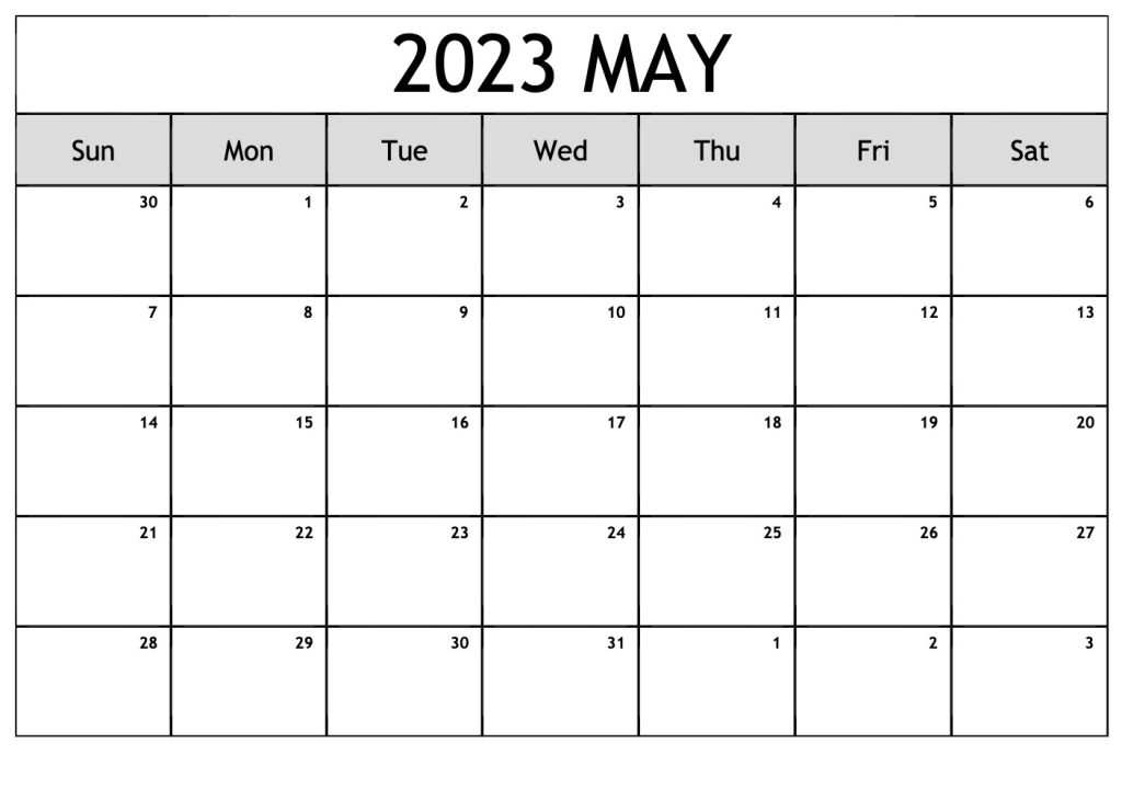 May 2023 Calendar - Know Memorial Day