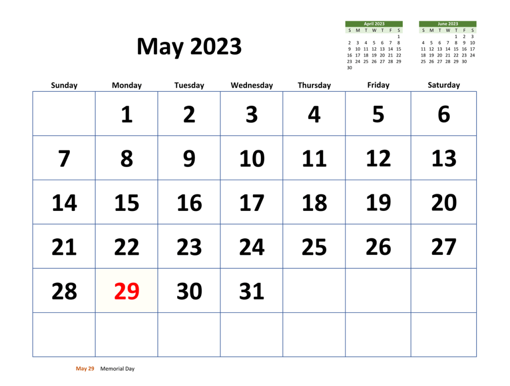 May 2023 Calendar - Know Memorial Day