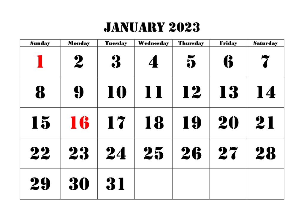 Printable January 2023 Calendar - Know Martin Luther King's Birthday