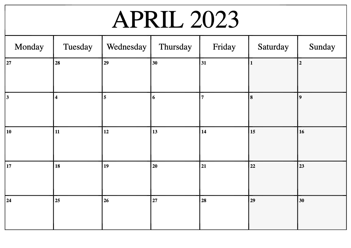 Printable April 2023 Calendar With Holidays