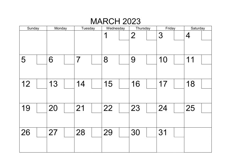 Printable March 2023 Calendar - Increase Performance At Work