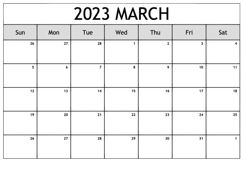 Printable March 2023 Calendar - Increase Performance At Work