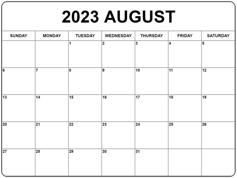 August 2023 Printable Calendar Archives