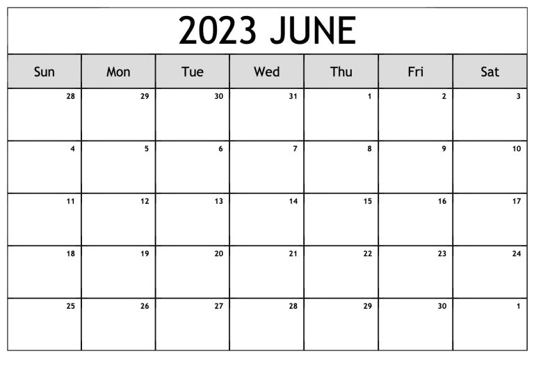 Print June 2023 Calendar With Holidays